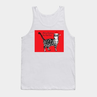 Merry Catsmus You Cool Cat Red Chistmas Tabby Tank Top